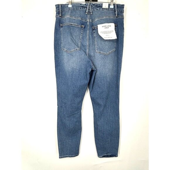 NWT Good American Good Legs Crop Distressed Knee High Rise Skinny in Blue 18 - Picture 3 of 4